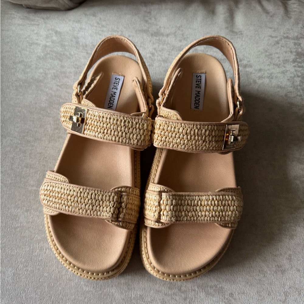 Steve Madden Beige Woven Sandals